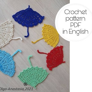 Сrochet umbrella motif pattern Irish lace motif Crochet Applique Pattern Crochet umbrella pattern Lace Motif Crochet nursery pattern image 1