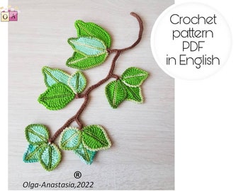 Irish Crochet Branch Pattern: Leaf Applique Tutorial (PDF)
