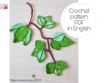 Crochet Leaf Branch Pattern: Irish Lace Applique (PDF Pattern)