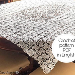 Easy granny square crochet -Holiday decoration tablecloth - Irish lace - Crochet pattern Tablecloth - home décor - crochet detailed tutorial