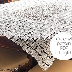 Easy granny square crochet -Holiday decoration tablecloth - Irish lace - Crochet pattern Tablecloth - home décor - crochet detailed tutorial