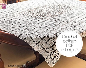 Granny Square Crochet Tablecloth Pattern: Irish Lace Holiday Decor (PDF)