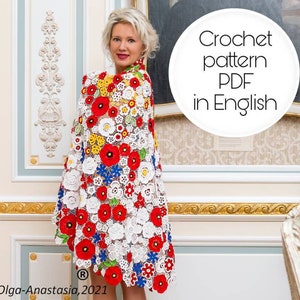 Crochet skirt or shawl pattern, Irish lace set -crochet flower -Family heirloom -motif 3D flowers pattern- detailed tutorial crochet