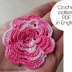 Rose crochet pattern -crochet motif pattern -crochet tutorials- crochet applique - modern crochet- crochet applique pattern- sew on rose