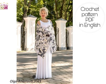 Crochet Shawl Pattern: Irish Lace Stole, Wedding Scarf (PDF Pattern)