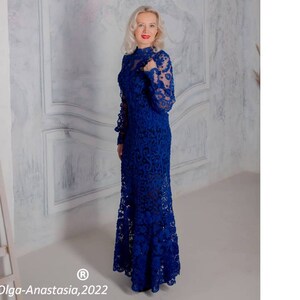 Blue Irish Lace Crochet Dress Pattern: 3D Flower Motif (PDF Pattern) image 6