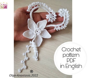 Flower and scrolls crochet pattern- Irish lace crochet pattern -motif 3D crochet pattern- crochet pattern flower - crochet motif pattern