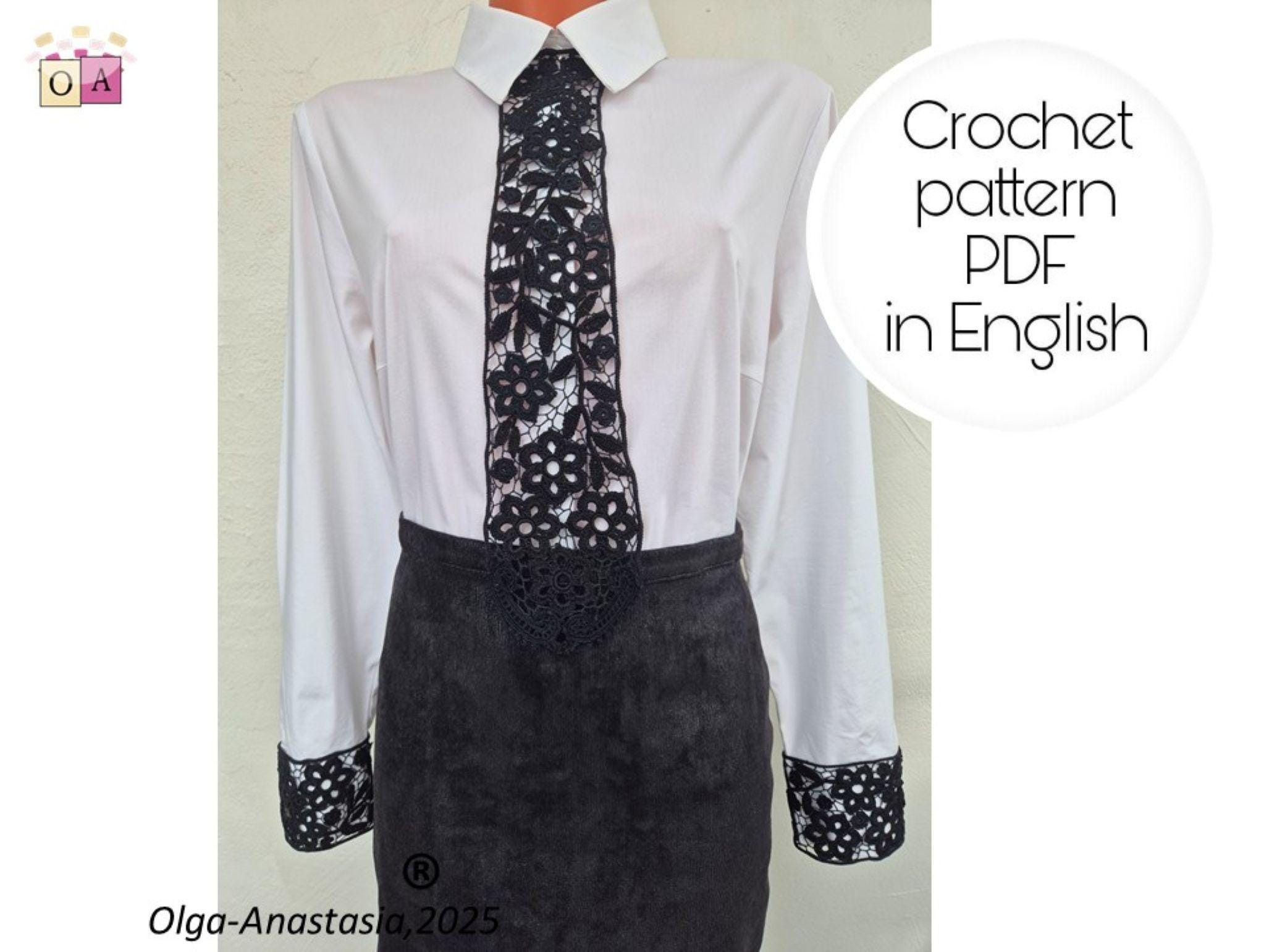 Black Irish Lace Tie and Cuffs Crochet Pattern