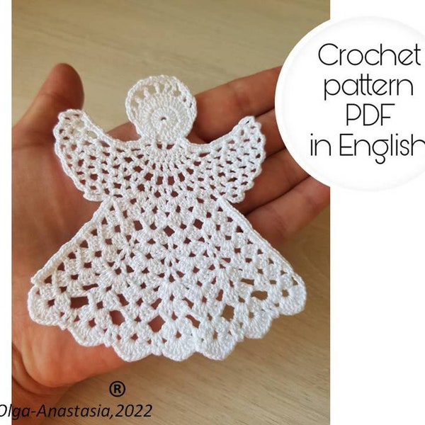 Modèle d'ange au crochet - Modèle de crochet de Noël - Tutoriel détaillé au crochet - Décoration de Noël - Modèle de cadeau de Noël - Ornement de Noël