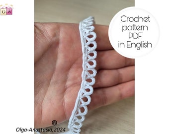 Easy crochet pattern cord -Step by step crochet tutorial -crochet border and finishing pattern- crochet tape Irish lace- how to make a lace