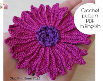 Purple Crochet Chrysanthemum Flower Pattern: Irish Lace Tutorial (PDF Pattern)