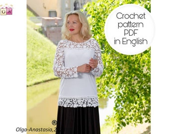 Irish Crochet Blouse Pattern: Antique 3D Flower Lace (PDF)