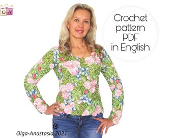 Irish Lace Blouse Crochet Pattern: 3D Flower Motif (PDF Pattern)