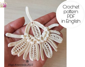 Crochet flower pattern -Irish lace pattern - vintage crochet patterns - crochet applique -3D crochet pattern- crochet vintage lace pattern