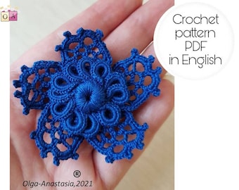 Irish Lace Crochet Flower Pattern: 3D Applique Motif (PDF Pattern)