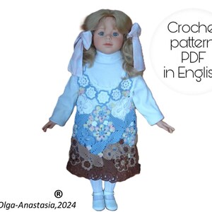 Girl dress crochet pattern - Irish lace -modern crochet - 3d flower crochet pattern-dress for flower girl - flower lace girl dress
