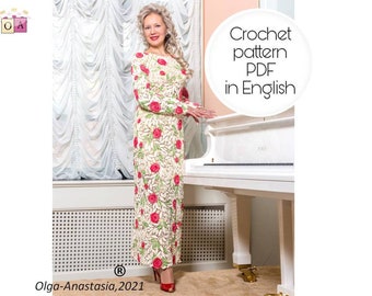 Patrón de vestido de novia de encaje irlandés a crochet (PDF)