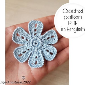 Irish Lace Crochet Flower Pattern: 3D Applique Tutorial (PDF Pattern)