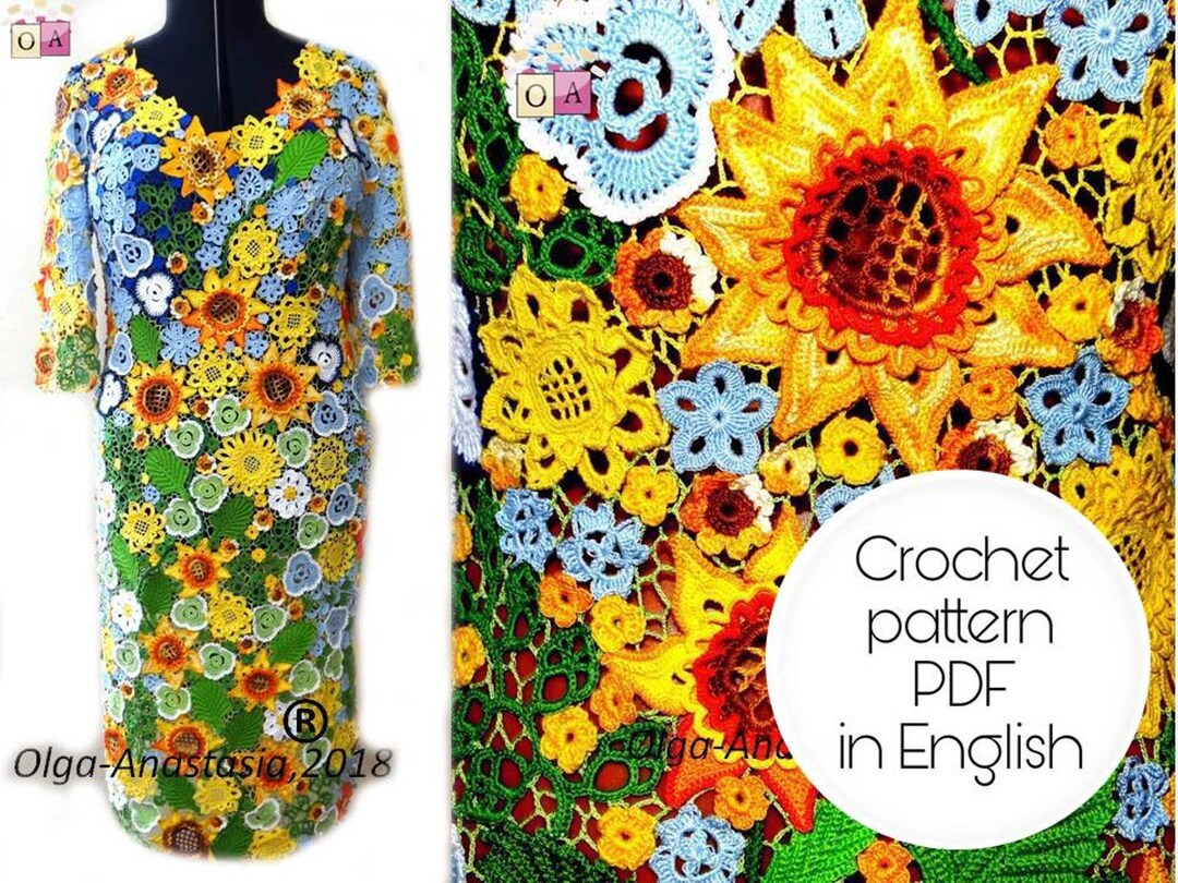 Irish Lace- Pattern Crochet - Wedding Dress Floral Print Beach for ...