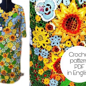 アイルランドのレース - かぎ針編みのパターン - 女性用ウェディングドレスの花柄ビーチ pdf アンティーク レース pdf - かぎ針編みのウェディングドレス パターン - 明るいドレス