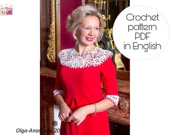 Gehäkelter Kragen und Manschetten-Muster: Irisches Blumenmuster (PDF Pattern)