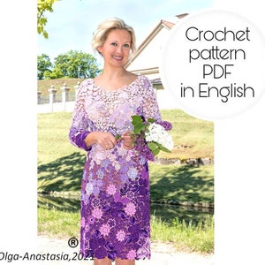 Irish Crochet Lace Pattern Dress - Wedding Dress - detailed tutorial crochet - dress crochet pattern - vintage crochet- bridal dress pattern