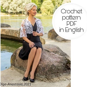 Pattern crochet bolero- Irish lace - crochet bolero - in English - vintage crochet - tutorial crochet - Easy wedding bolero crochet pattern