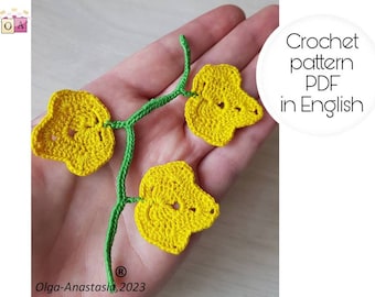 Crochet Ivy Branch Pattern: Irish Lace Leaf Applique (PDF Pattern)