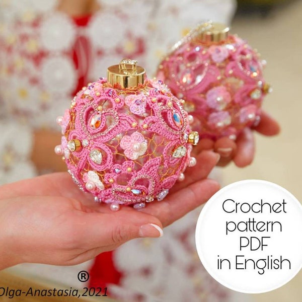 Crochet pattern- Irish lace Christmas ball -Christmas ornaments balls- -Family heirloom - Christmas crochet - Crochet detailed tutorial