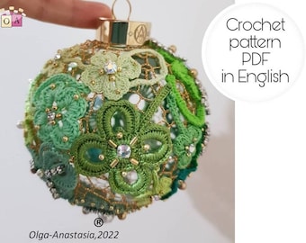 Irish Crochet Christmas Ball Pattern: Shamrock Ornament (PDF Tutorial)