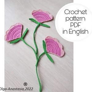 Flower crochet pattern -Irish lace -motif 3D flower - easy crochet pattern- detailed tutorial crochet- flower and leaf crochet instruction