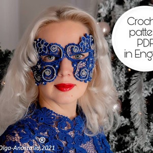 Crochet pattern Halloween mask Irish lace -carnival mask crochet DIY -Crochet tutorial carnival parties, Halloween Masquerade party craft