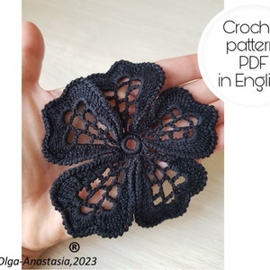 Irish lace flower crochet pattern in English, antique black netting motif - motif 3D flowers pattern- crochet detailed tutorial