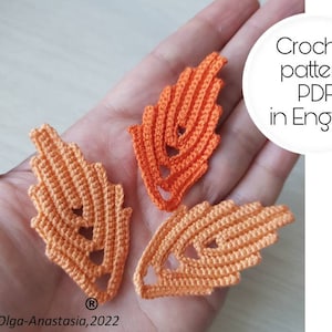 Crochet orange leaf pattern- Irish lace openwork leaf pattern crochet-crochet leaf applique pattern-easy download lace-Handmade Leaf