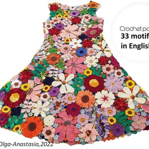 Motivo a pizzo irlandese brillante estivo all'uncinetto - Tutorial all'uncinetto per abito floreale leggero da donna senza maniche - 33 motivi all'uncinetto inclusi nelle istruzioni