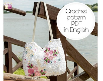Boho Irish Crochet Beach Bag Pattern: 3D Floral Lace (PDF Tutorial)