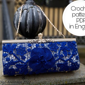 Crochet Pattern bag- Irish lace -wedding bag -Irish crochet- blue lace- vintage crochet -vintage crochet patterns- crochet tutorials purse