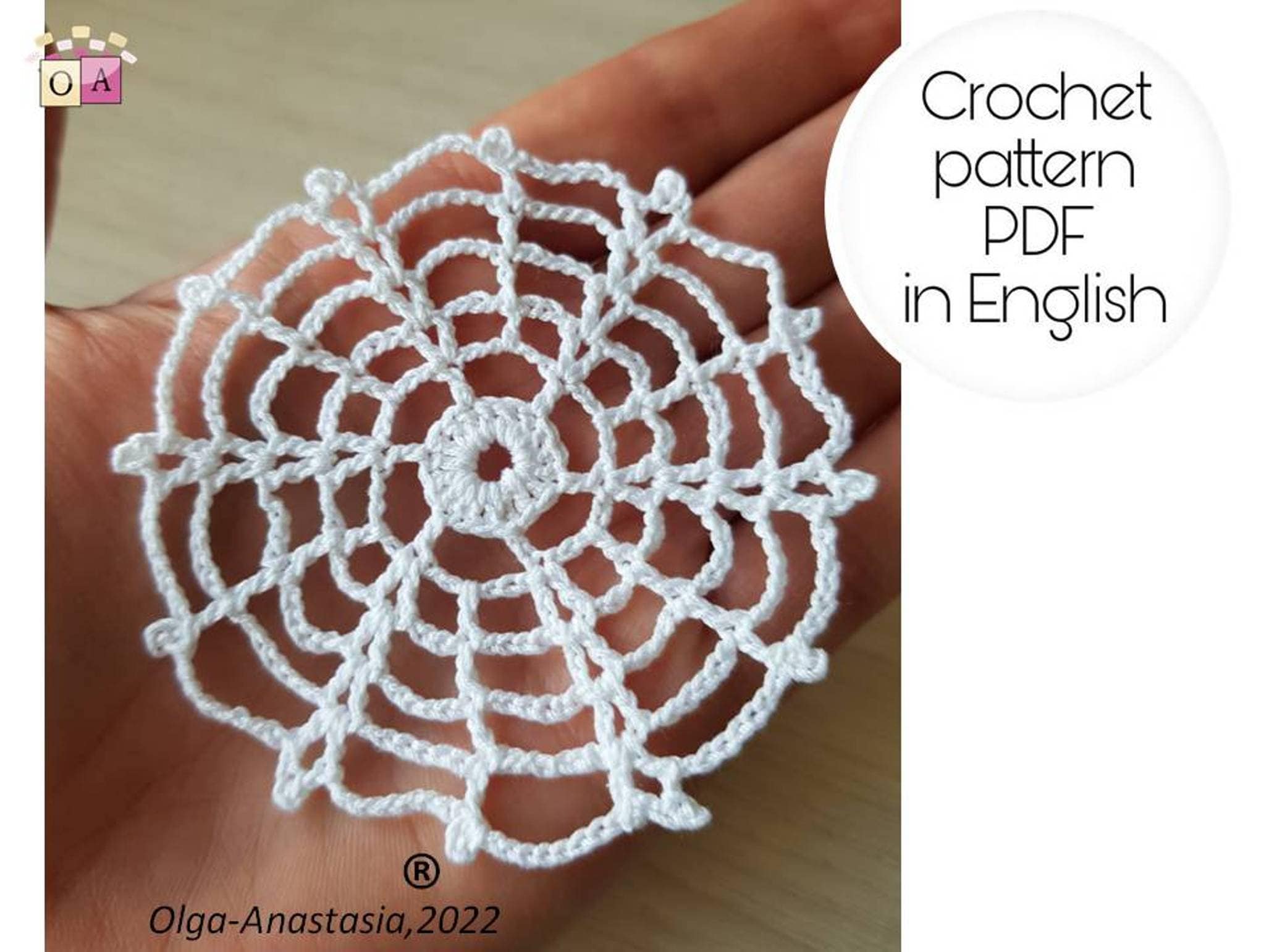 Spider Web Lace Doily Coaster Crochet Pattern
