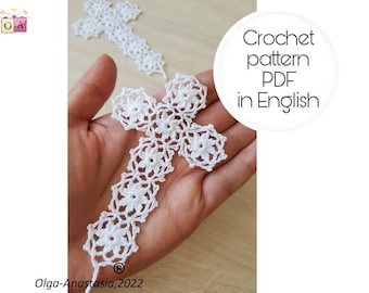 Crochet pattern - Cross Bookmark, Crochet Cross, Easter gift, Baptism, Christening, Confirmation-detailed tutorial crochet - diy crochet