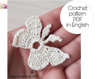 Butterfly crochet pattern- Irish lace crochet pattern in English, antique motif Butterfly-motif 3D crochet pattern- crochet tutorials.