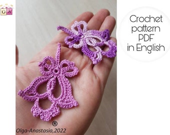 Сrochet pattern lily - Irish lace motif - crochet lace pattern- diy crochet - vintage crochet- crochet tutorial - Irish lace motif antique