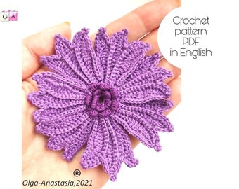 Irish Lace Crochet Flower Pattern: 3D Applique Motif (PDF Pattern)