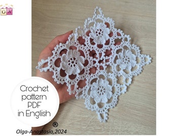 Granny Square Crochet Pattern: Holiday Doily, Napkin, Tablecloth (PDF)