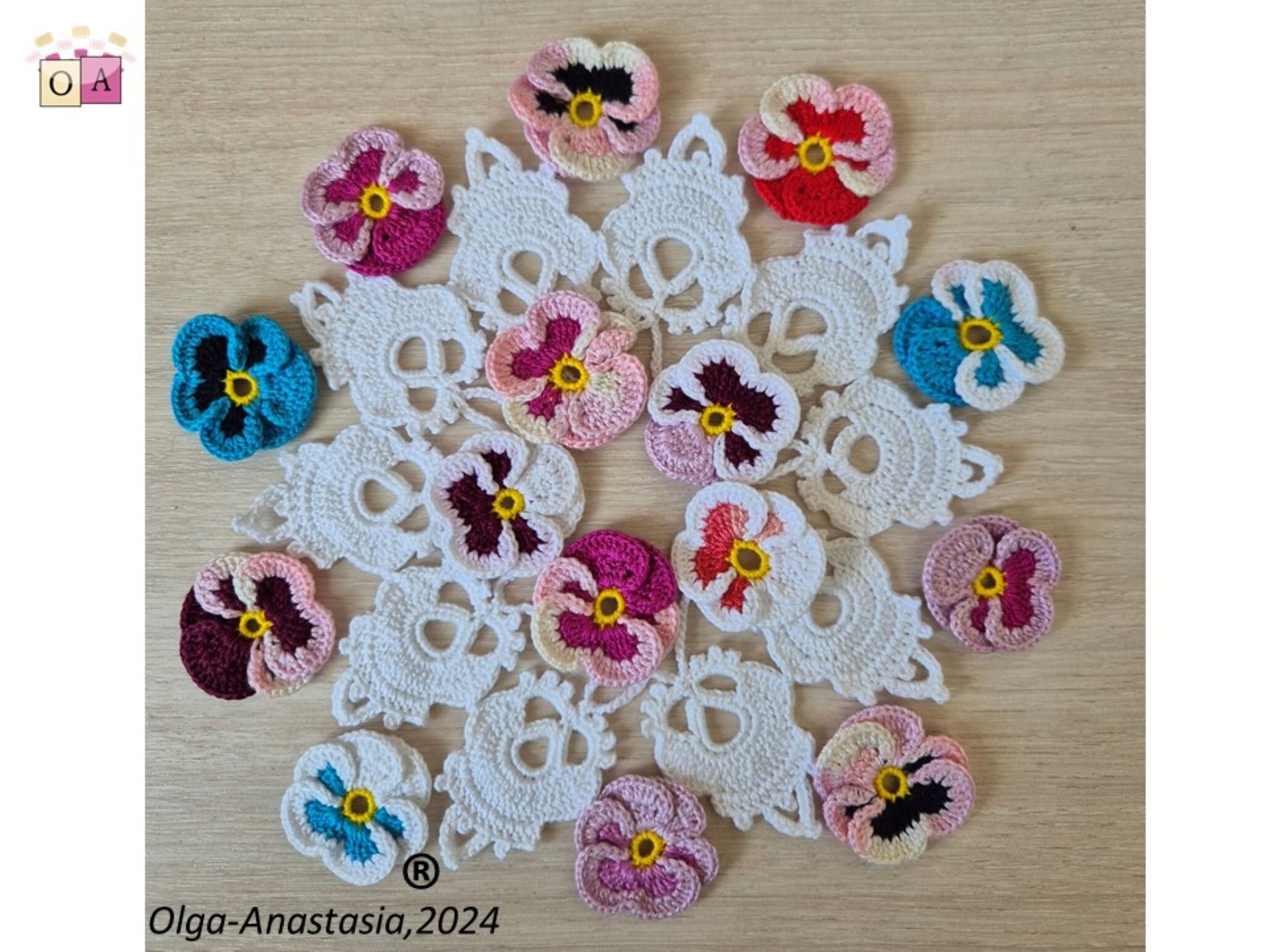 ヴィンテージパンジークロッシェドイリーパターン（PDF） - Etsy 日本