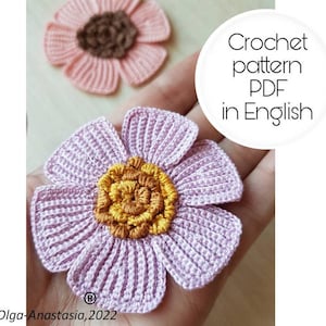 Crochet flowers pattern- crochet pattern in English, Crochet pattern motif flower , crochet applique, home décor -motif 3D crochet pattern