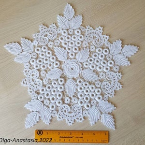 Irish lace centerpiece crochet pattern doily pattern crochet home décor detailed tutorial crochet easy Irish crochet lace doily image 4