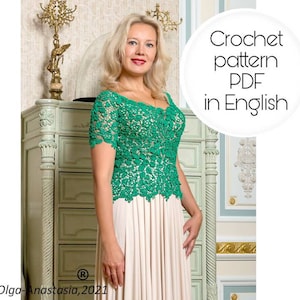 Emerald Irish lace Blouse – Digital Crochet Pattern PDF Trend 2025-2026 | Italian Cotton | Detailed Tutorial 60+ pages