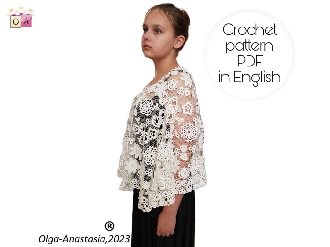 Irish Lace Pattern Crochet Cape for the Church White - Lace Wedding ...