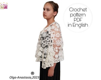 Irish Lace Crochet Cape Pattern: Church Wedding Shawl (PDF Pattern)