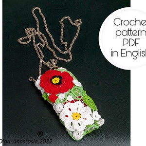 Etui à lunettes en dentelle au crochet irlandais - Petit sac pour tutoriel de crochet pour téléphone portable - Porte-monnaie pour téléphone au crochet irlandais PDF